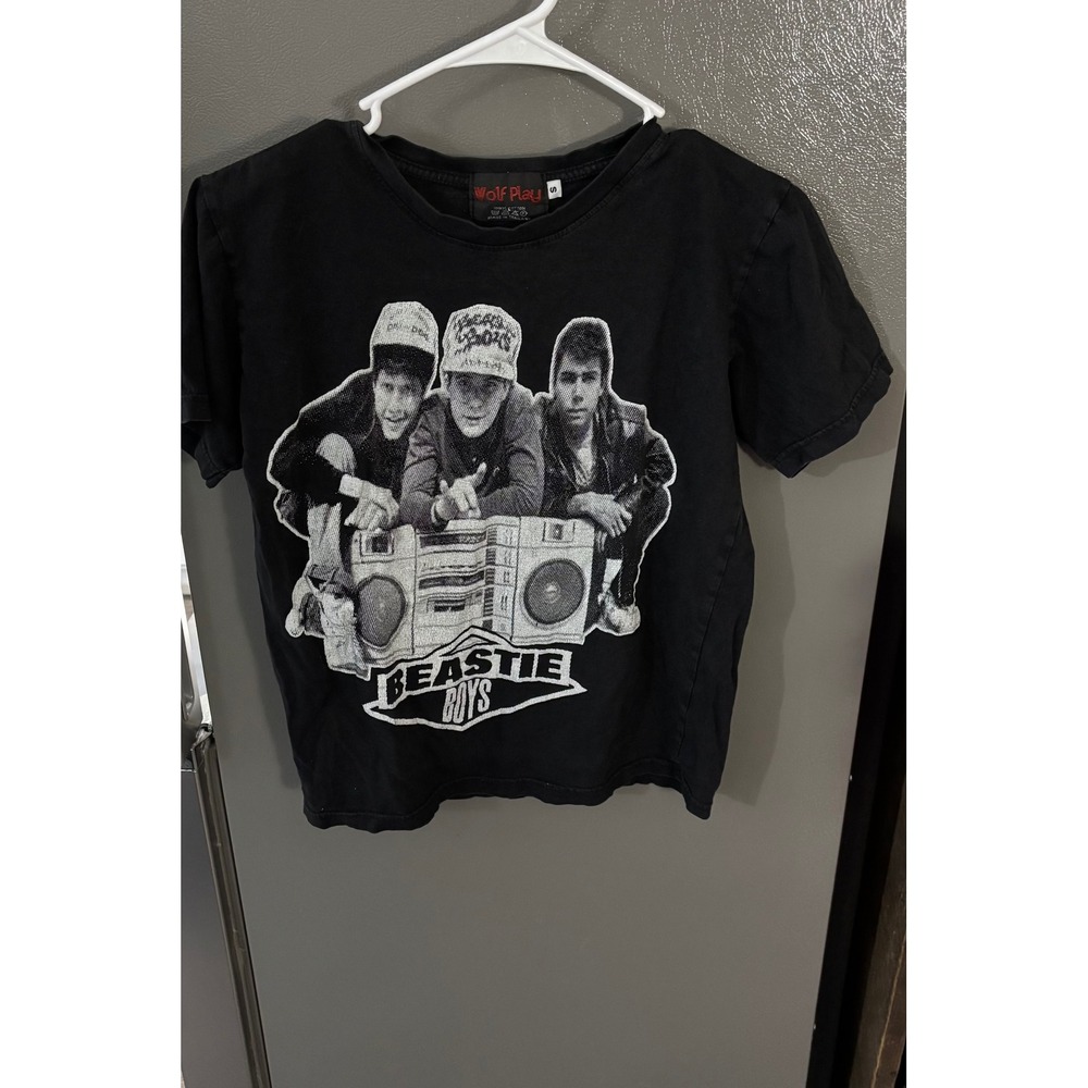 Wolf Play Beastie Boys Graphic T-Shirt Black Cotton Hip Hop Band Tee Mens Small
